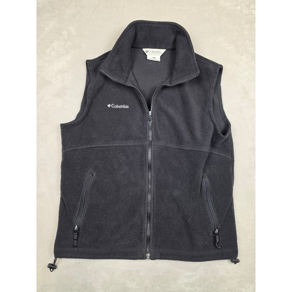 Columbia Fleece Vest Womens Large Black Full Zip Sleeveless Jacket Outdoor